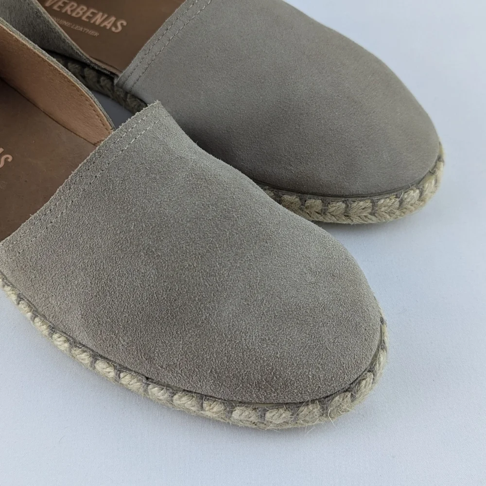Verbenas Espadrilles Carmen Suede Leather Closed Toe Stone EU40 US 9 NWOB